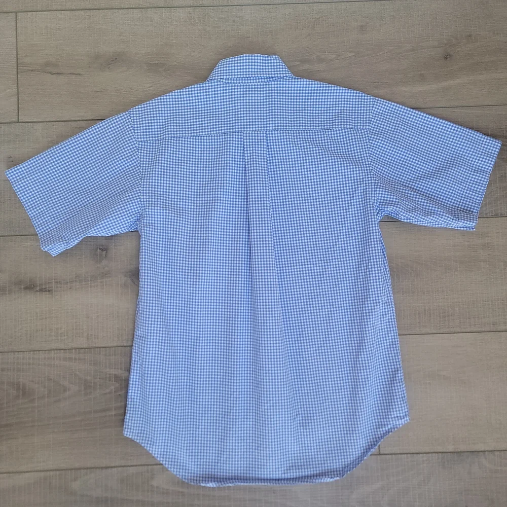 Polo Ralph Lauren Boys Cotton Gingham Blue ShortS Button Down Shirt M 10-12 Prep